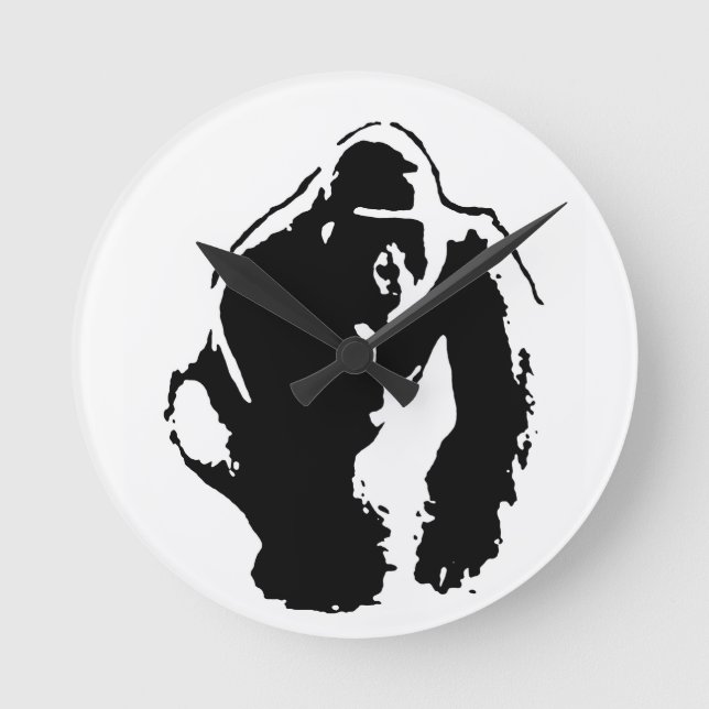 Gorilla Pop Art Runde Wanduhr (Vorderseite)