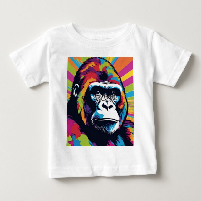 Gorilla Pop Cartoon Zeichnend Baby T-shirt (Vorderseite)