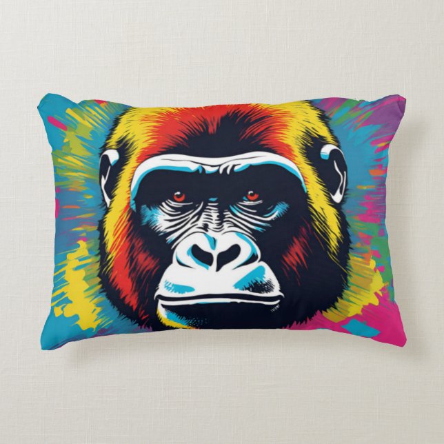 Gorilla Pop Cartoon Zeichnend Dekokissen (Vorderseite)