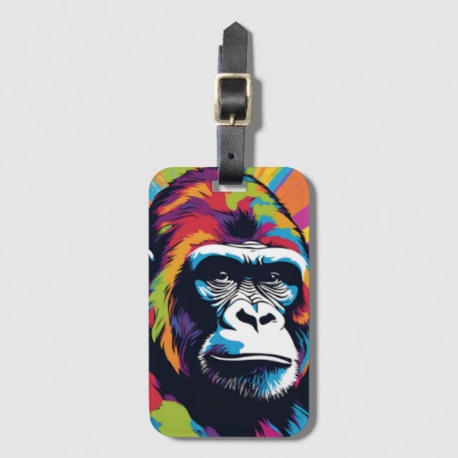 Gorilla Pop Cartoon Zeichnend Gepäckanhänger (Vorderseite Vertikal)