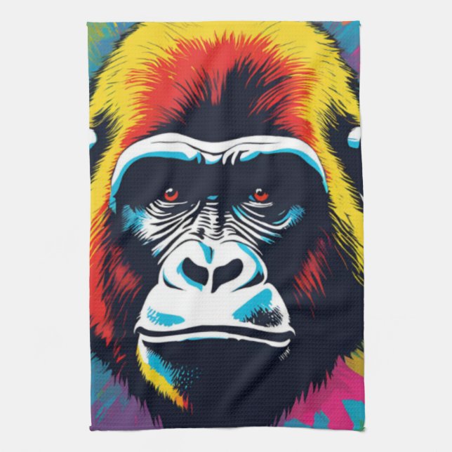 Gorilla Pop Cartoon Zeichnend Geschirrtuch (Vertikal)