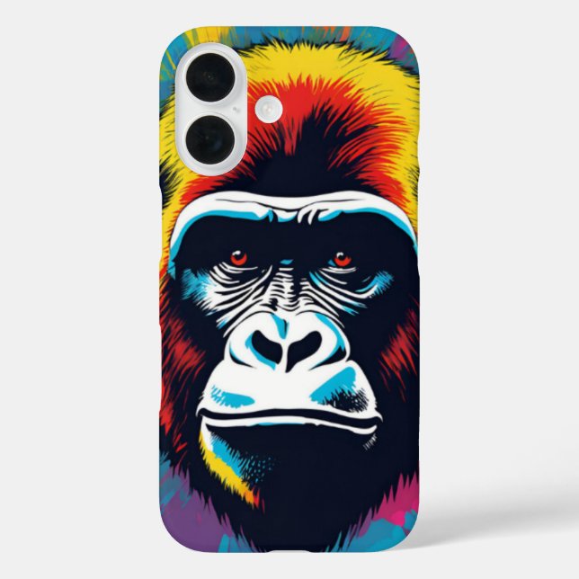 Gorilla Pop Cartoon Zeichnend iPhone 16 Hülle (Rückseite)