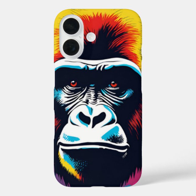 Gorilla Pop Cartoon Zeichnend iPhone 16 Hülle (Rückseite)