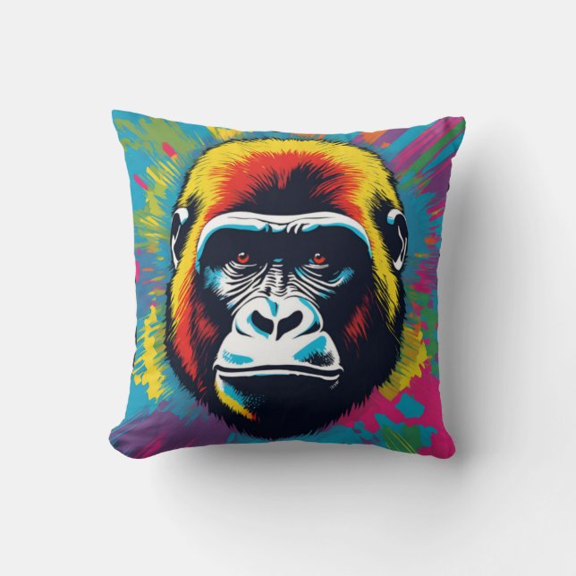 Gorilla Pop Cartoon Zeichnend Kissen (Vorderseite)