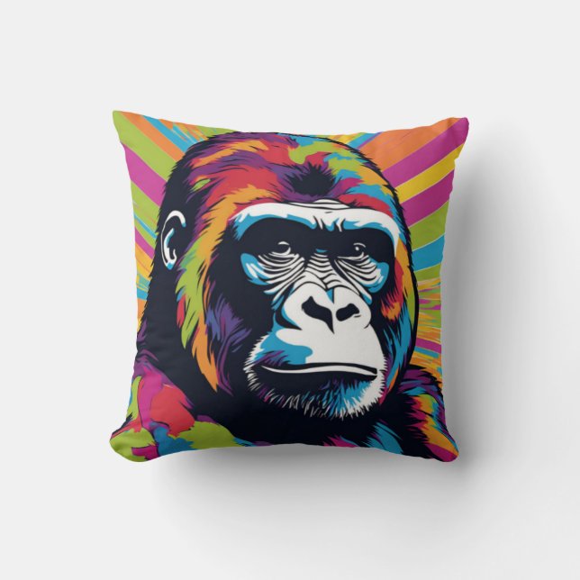 Gorilla Pop Cartoon Zeichnend Kissen (Vorderseite)