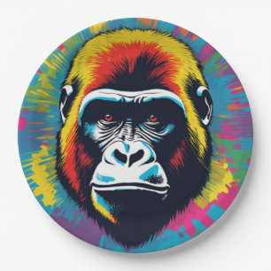 Gorilla Pop Cartoon Zeichnend Pappteller