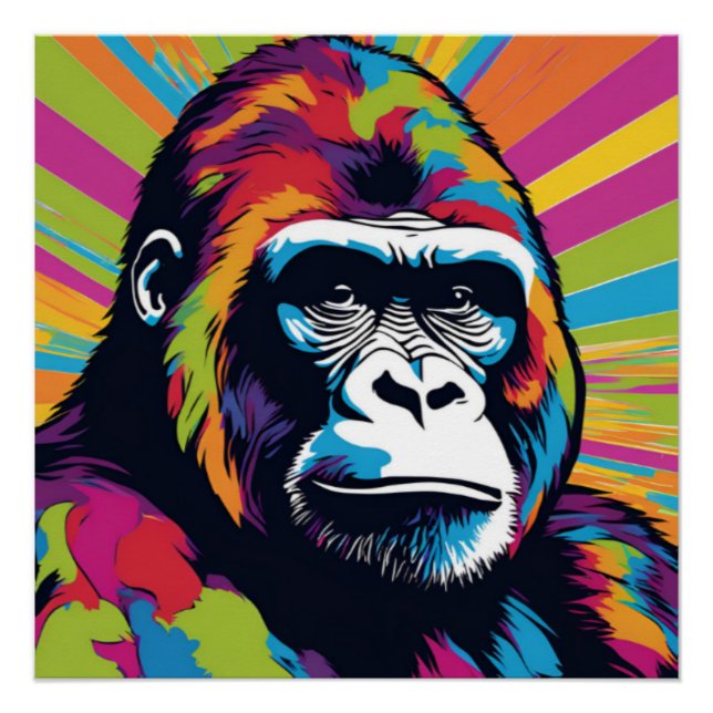 Gorilla Pop Cartoon Zeichnend Poster (Vorderseite)