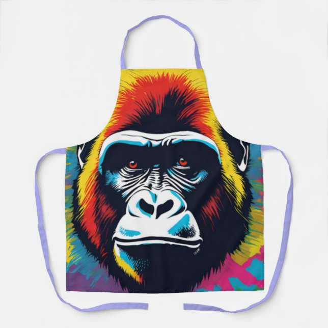 Gorilla Pop Cartoon Zeichnend Schürze (Vorderseite)