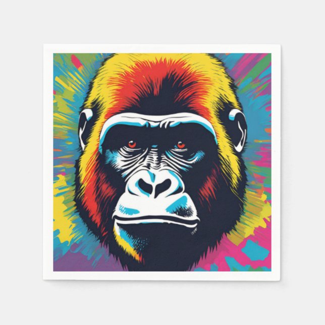 Gorilla Pop Cartoon Zeichnend Serviette (Vorderseite)