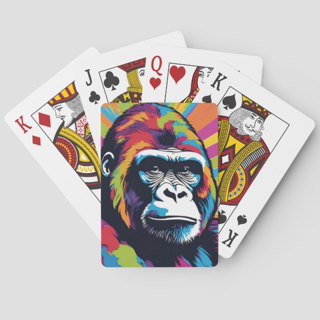 Gorilla Pop Cartoon Zeichnend Spielkarten (Rückseite)