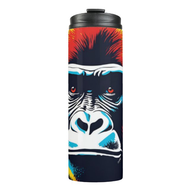 Gorilla Pop Cartoon Zeichnend Thermosbecher (Vorderseite)