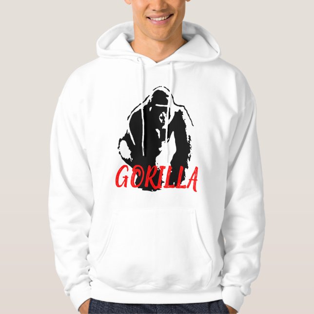 Gorilla Pop Schwarz-weiß Red Hoodie (Vorderseite)