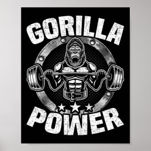 Gorilla Power Bodybuilding Gewichtheben Workout Poster
