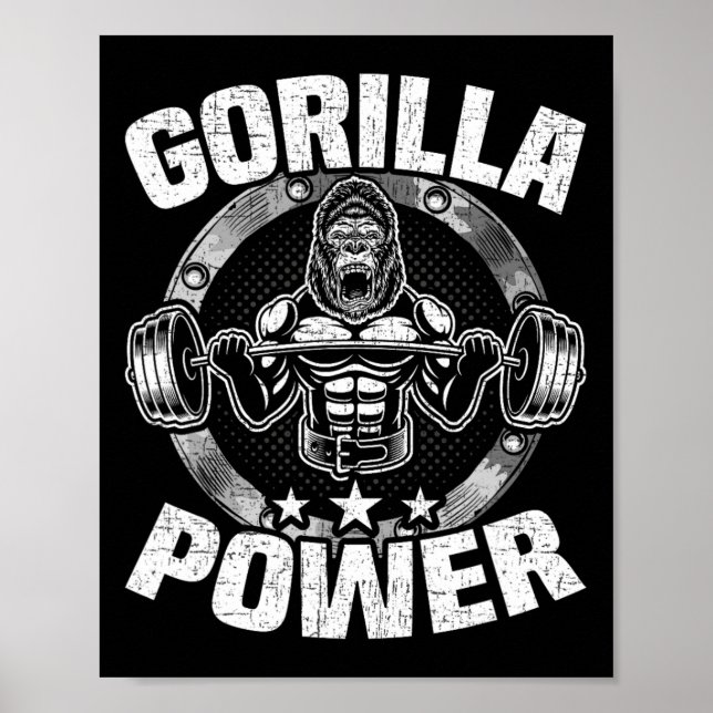 Gorilla Power Bodybuilding Gewichtheben Workout  Poster (Vorne)