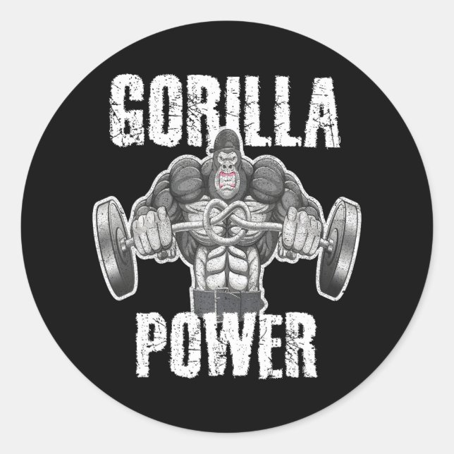 Gorilla Power Weightlift Angry Muscle Beast Runder Aufkleber (Vorderseite)