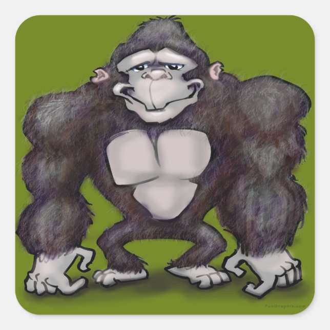 Gorilla Quadratischer Aufkleber (Vorderseite)
