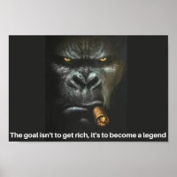 Gorilla raucht eine Zigarre mit einer Beschriftung