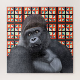 Gorilla Red Geometric | Afrikanische Wildtiere