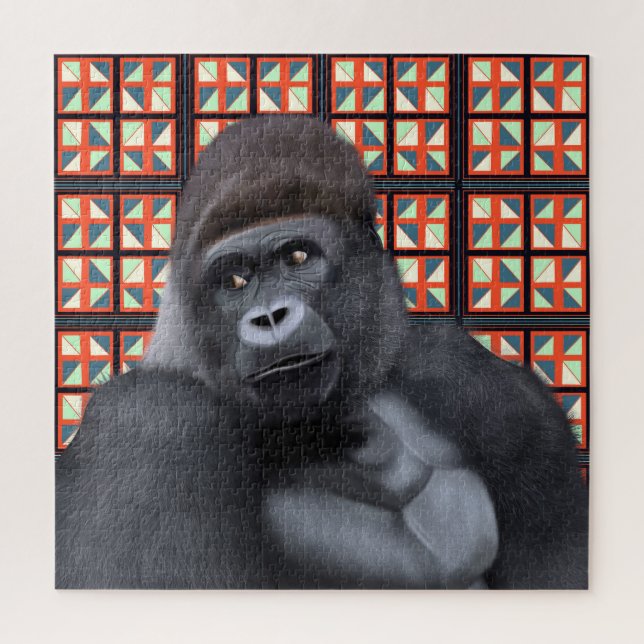 Gorilla Red Geometric | Afrikanische Wildtiere (Vertikal)