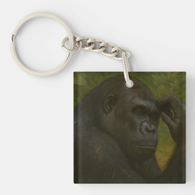 Gorilla Reflection - Ein durchdachtes Tierportrait Schlüsselanhänger (Vorderseite)