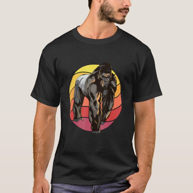 Gorilla Retro Sunset Apes Gorillas T-Shirt (Vorderseite)