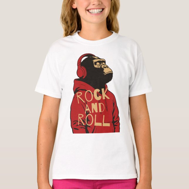 Gorilla Rock And Roll Kapuzenpullover T-Shirt (Vorderseite)