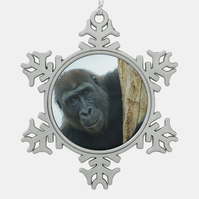 Gorilla Schneeflocken Zinn-Ornament (Vorderseite)