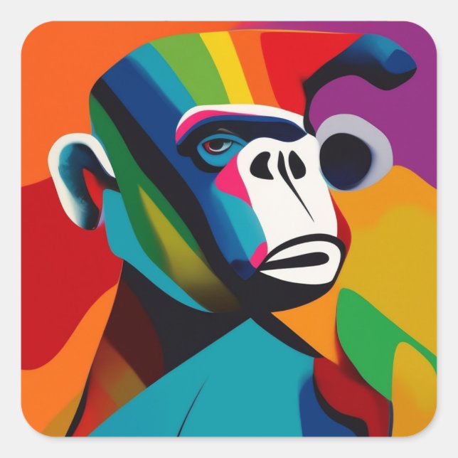 Gorilla-Stil Quadratischer Aufkleber (Vorderseite)