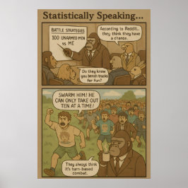 Gorilla Strategy Comic - 100 unbewaffnete Männer g Poster