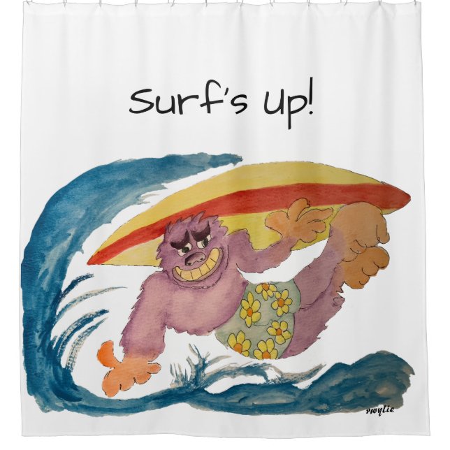 Gorilla Surfer Duschvorhang (Vorderseite)