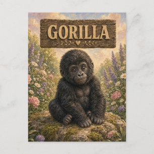 Gorilla Süßes Baby-Geschichtenbuch-Nursery-Tier Postkarte