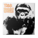 Gorilla Think Big Big Fliese<br><div class="desc">Pop Art Gorilla "Think Big" Quote Keramik Tile.</div>