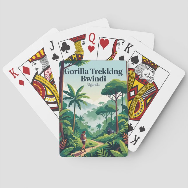 Gorilla-Trekking Bwindi-undurchdringlicher Wald Ug Spielkarten (Rückseite)