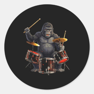 Gorilla-Trommelstöcke Drummer Kinder Jungen Männer Runder Aufkleber