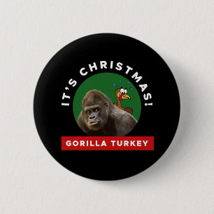 Gorilla Truthahn Weihnachtswortspiel Button