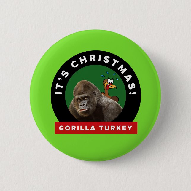 Gorilla Turkey Christmas Puff 6 cm Runde Abzeichen Button (Vorderseite)