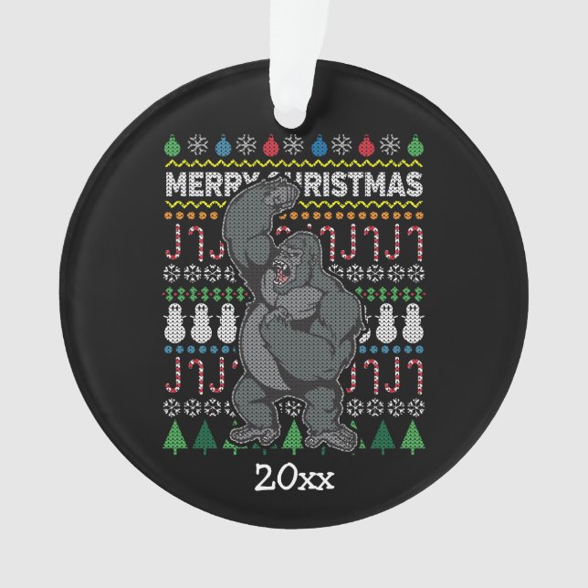 Gorilla Ugly Christmas Sweater Wildlife Series Ornament (Vorderseite)