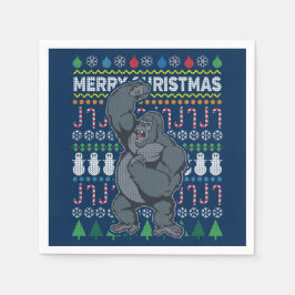 Gorilla Ugly Christmas Sweater Wildlife Series Serviette