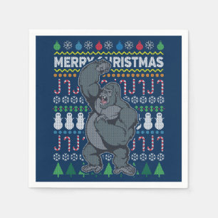 Gorilla Ugly Christmas Sweater Wildlife Series Serviette