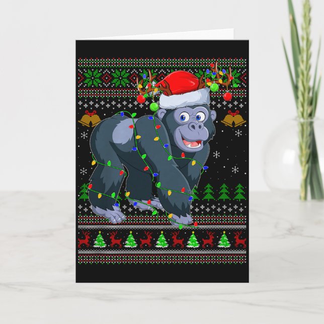 Gorilla Ugly Christmas Sweaters Holiday Santa Cute Karte (Vorderseite)