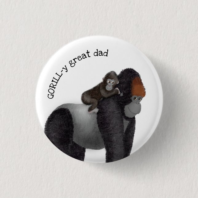 Gorilla und Baby-Abzeichen Button (Vorderseite)
