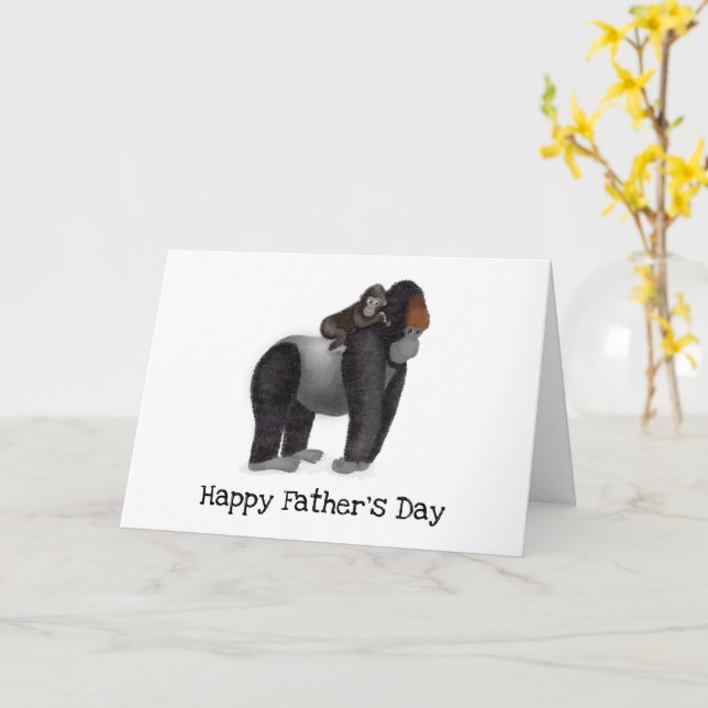 Gorilla und Baby Vatertag Karte (Gelbe Blume)