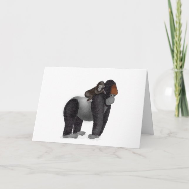 Gorilla und Baby Vatertag Karte (Vorderseite)