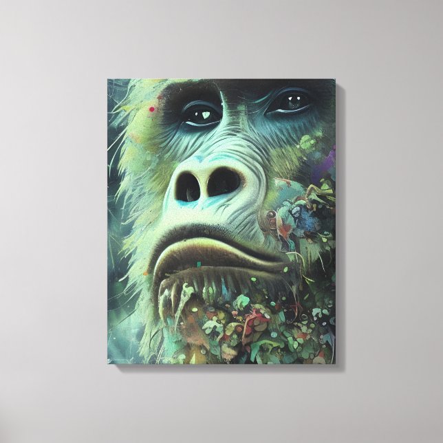 Gorilla und Pflanze Leinwanddruck (Vorderseite)