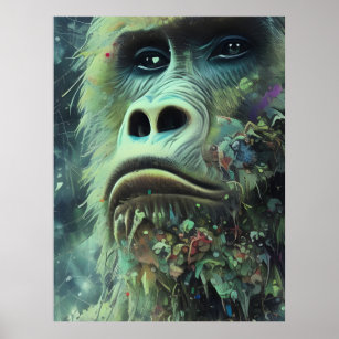 Gorilla und Pflanze Poster