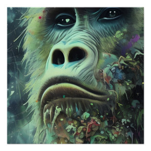 Gorilla und Pflanze Poster