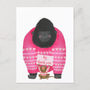 Gorilla- und Zwergäffchen-'Vielen-Dank'-Postkarte Postkarte