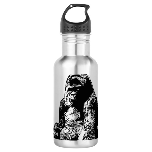 Gorilla Vektor Edelstahlflasche (Vorderseite)