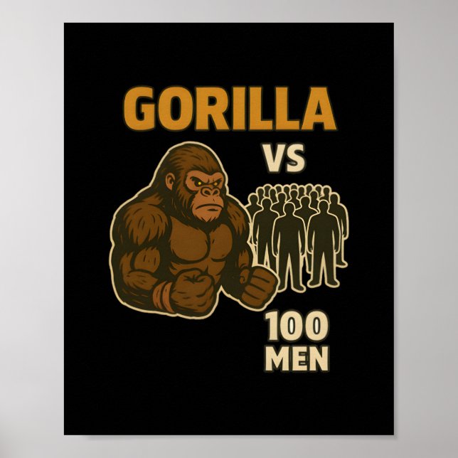 Gorilla vs 100 men epic battle poster (Vorne)