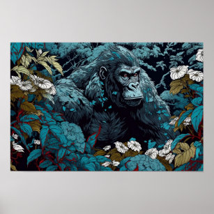 Gorilla Wall Poster, Art Illustration Poster